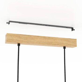 Castralvo závesná lampa, dĺžka 97,5 cm, čierna, 3 svetlá, látka