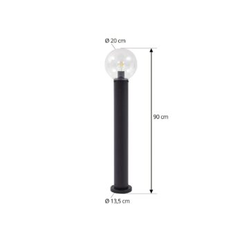 Cestné svetlo Lindby Dangan, číre, výška 90 cm, sklo, kov