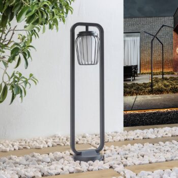 Cestné svetlo Lucande Chandan, 90 cm, antracit, hliník