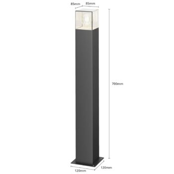 Cestné svetlo Lucande Keke, výška 70 cm, antracit, hliník