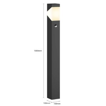 Cestné svetlo Lucande Kiran, 100 cm, senzor, sivé, IP44, E27