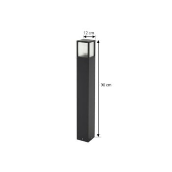 Cestné svetlo Lucande Klemens, 90 cm, čierne, kov, IP54