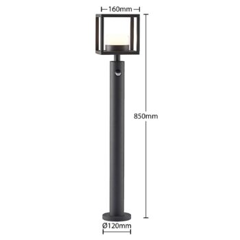 Cestné svetlo Lucande Timio, 85 cm, detektor pohybu, GX53, IP44