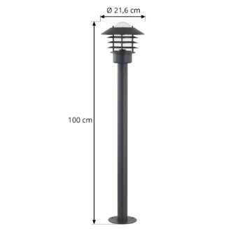 Cestné svietidlo Lindby Belmiro, železo, výška 100 cm, E27, čierna