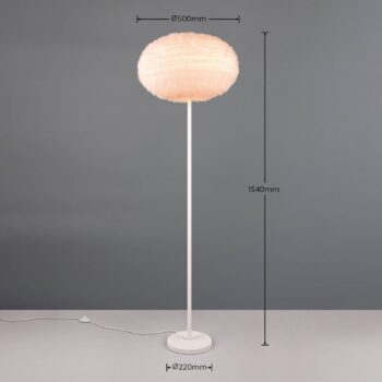 Chlpatá stojacia lampa, výška 154 cm, piesková farba, syntetický plyš