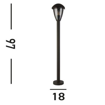 Chodníkové svetlo Bluebell, IP44, čierne, výška 97 cm, kov