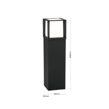 Chodníkové svetlo Henry, čierne, výška 60 cm, hliník/nehrdzavejúca oceľ