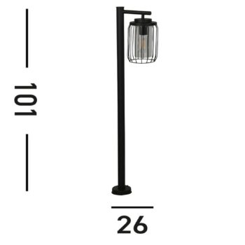 Chodníkové svetlo, IP44, čierne, výška 100 cm, kov