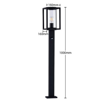 Chodníkové svetlo Lucande Ferda, 100 cm, senzor, antracitová farba, IP44