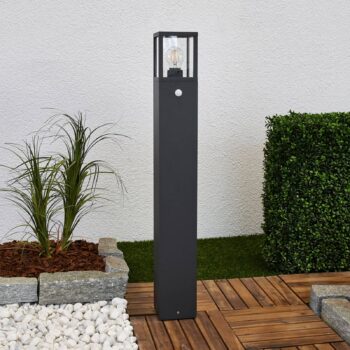 Chodníkové svetlo Lucande Klemens, 90 cm, senzor, antracit, E27