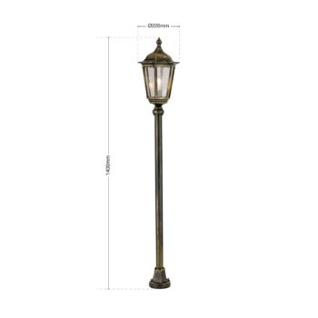 Chodníkové svietidlo Puchberg 140 cm, čierno-zlaté