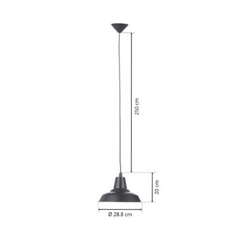 Čierna kovová závesná lampa Lyne