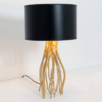 Čierna stolná lampa Capri, okrúhla, výška 44 cm
