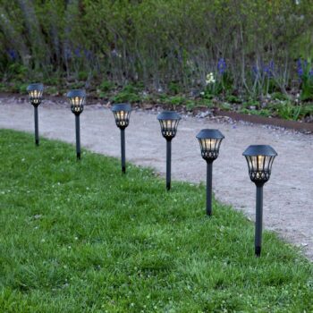 Čipka LED solárne zemné svetlo, čierna, výška 31 cm, sada 4 ks