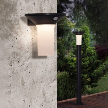 Corbezzola LED solárne vonkajšie nástenné svietidlo, čierne, senzor