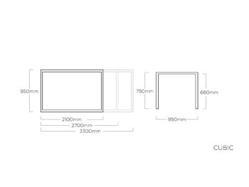 Cubic HPL rozťahovací stôl antracit 210-270-330 cm