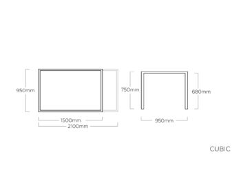 Cubic HPL rozťahovací stôl strieborný/antracit 150-210 cm