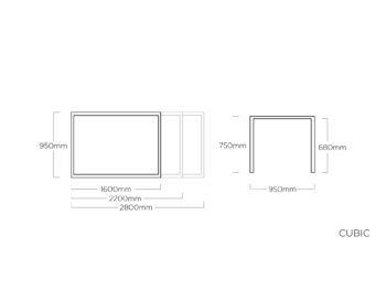 Cubic HPL rozťahovací stôl strieborný/antracit 160-220-280 cm