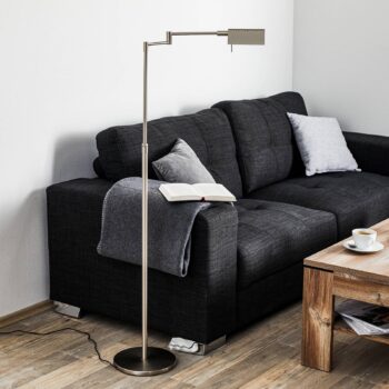 Danuta nastaviteľná stojaca LED lampa, matný nikel