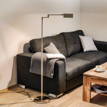 Danuta nastaviteľná stojaca LED lampa, matný nikel