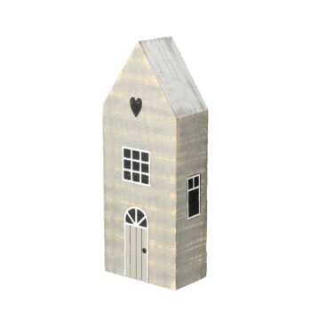 Dekorácia Snehový domček 19cm white grey, 10 x 6 x 19 cm