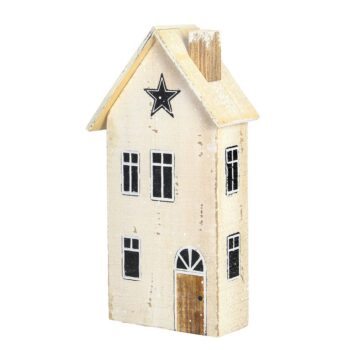 Dekorácia Snow House 25cm white beige, 14 x 6 x 25 cm