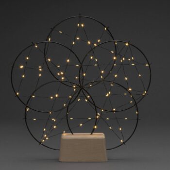 Dekoračná LED lampa 5 malých kruhov drevený podst.