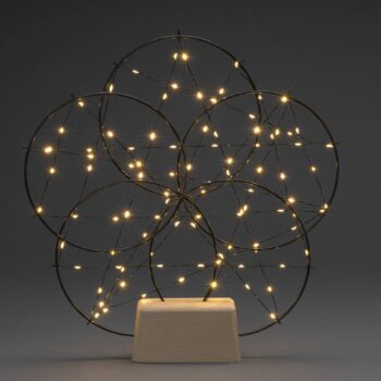 Dekoračná LED lampa 5 malých kruhov drevený podst.