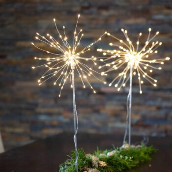 Dekoračná LED lampa Firework 3D striebrosivá 50 cm