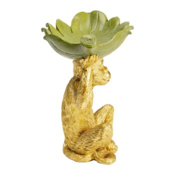 Dekoračná miska KARE Banana Leaf, zlatá/zelená, ručne maľovaná