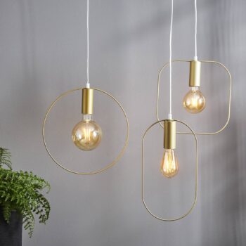 Dekoračná závesná lampa Shape so štvorcom, zlatá