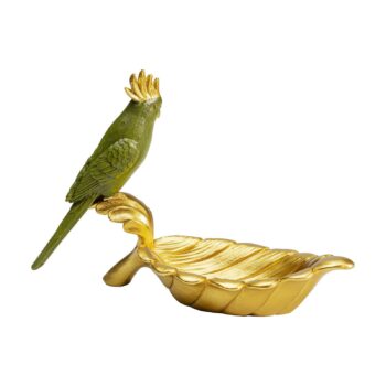Dekoratívna miska KARE Parrot Guard, zlatá/zelená, ručne maľovaná