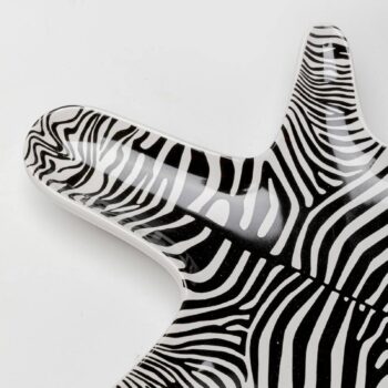 Dekoratívna miska KARE zebra, porcelán, čierna/biela, ručne maľovaná