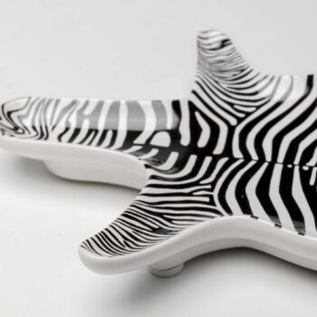 Dekoratívna miska KARE zebra, porcelán, čierna/biela, ručne maľovaná