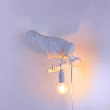 Dekoratívne vonkajšie nástenné svietidlo SELETTI Bird Lamp, pravé, biele