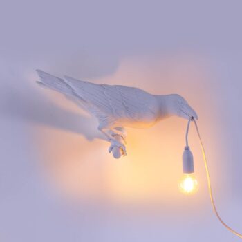 Dekoratívne vonkajšie nástenné svietidlo SELETTI Bird Lamp, pravé, biele