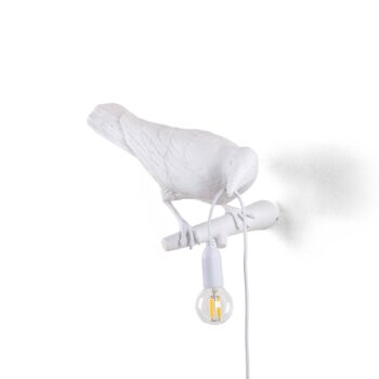 Dekoratívne vonkajšie nástenné svietidlo SELETTI Bird Lamp, pravé, biele