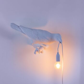 Dekoratívne vonkajšie nástenné svietidlo SELETTI Bird Lamp, pravé, biele