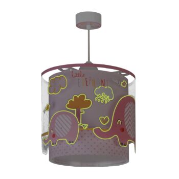 Detská závesná lampa Little Elephant, 1-svetelná, ružová