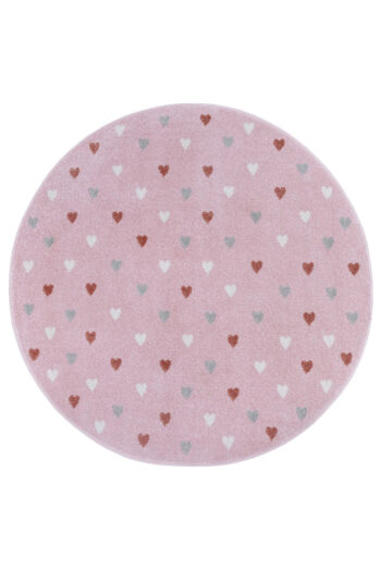 Detský kusový koberec Hanse Home Adventures 105951 Little hearts Rose Ø 100 cm