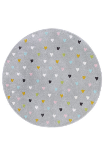 Detský kusový koberec Hanse Home Adventures 105952 Little Hearts Grey Ø 100 cm
