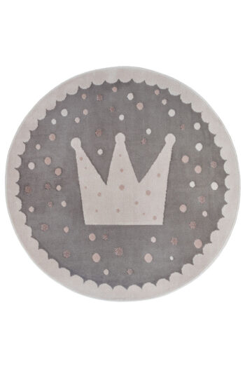 Detský kusový koberec Hanse Home Adventures 105969 Crown Grey Ø 100 cm