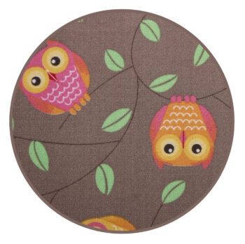 Detský kusový koberec Little Owls kruh, 120x120 (priemer) kruh, hnedá, detská izba