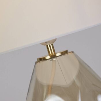 Devon stolová lampa, biela/krémová, výška 44,5 cm, textil/sklo
