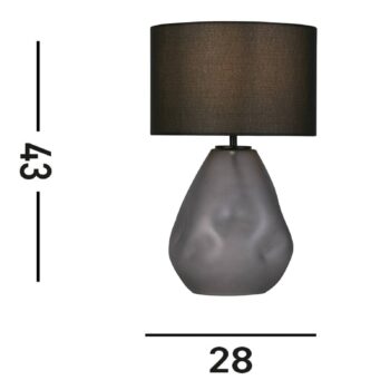Devon stolová lampa, čierna/dymovo sivá Výška 44,5 cm textil/sklo
