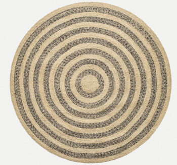 Diamond Carpets India, Ručne viazaný kusový koberec Aurea SM 05 Natural Black kruh, 200x200, béžová, chodba / predsieň