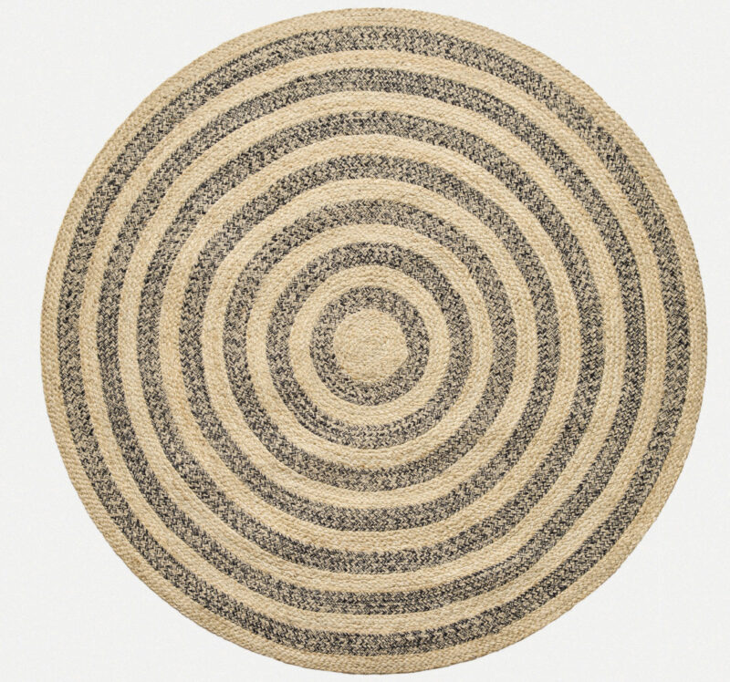 Diamond Carpets India, Ručne viazaný kusový koberec Aurea SM 05 Natural Black kruh, 300x300, béžová, chodba / predsieň Diamond Carpets India, Ručne viazaný kusový koberec Aurea SM 05 Natural Black kruh, 300x300, béžová, chodba / predsieň