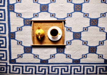 Diamond Carpets India, Ručne viazaný kusový koberec Geo DESP P82 Silver Blue, 120x170, modrá, chodba / predsieň