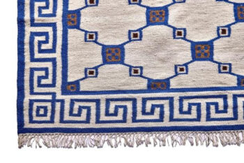 Diamond Carpets India, Ručne viazaný kusový koberec Geo DESP P82 Silver Blue, 120x170, modrá, chodba / predsieň