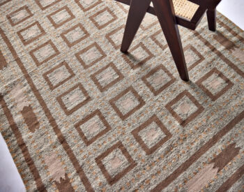 Diamond Carpets India, Ručne viazaný kusový koberec Guggenheim DESP P81 Brown Natural, 80x150, hnedá, chodba / predsieň